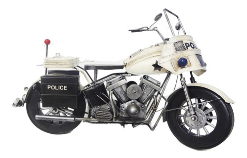 Moto Miniatura Police Londres Vintage De Metal Fundido