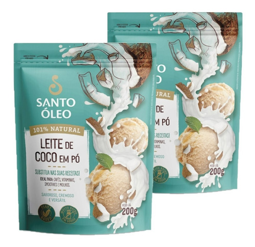 Leite De Coco Em Pó Zero Lactose 200g 2un Santo Óleo