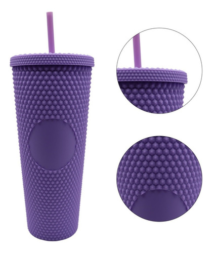 Termo Tumbler Vaso Studded Plastico Popote 700 Ml Colores Color Morado Matte