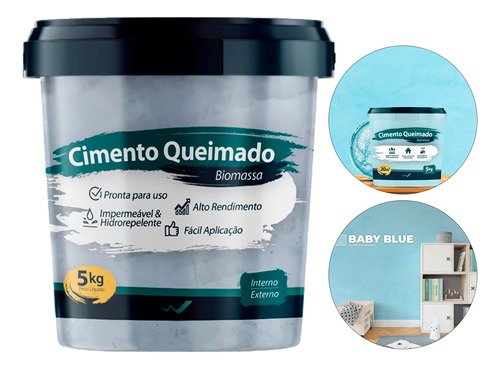 Cimento Queimado Pronto Baby Blue Biomassa- 5kg