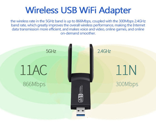Adaptador Inalámbrico Usb Wifi 1200mbps Lan Usb Ethernet 2.
