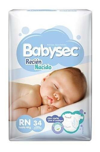 Pañales Babysec Recien Nacido 34 Unidades Tamaño Recién nacido (RN)