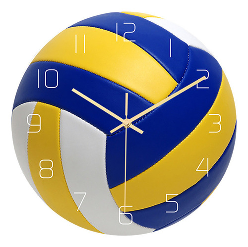 Reloj De Pared Redondo Con Aspecto De Voleibol, Mudo, Decora