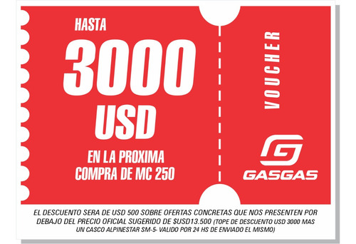 Gasgas Mc 250 F - Contado + Voucher 3000usd