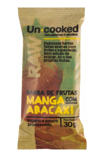 Kit 6x: Barra Manga E Abacaxi S/glúten Vegano Uncooked 30g