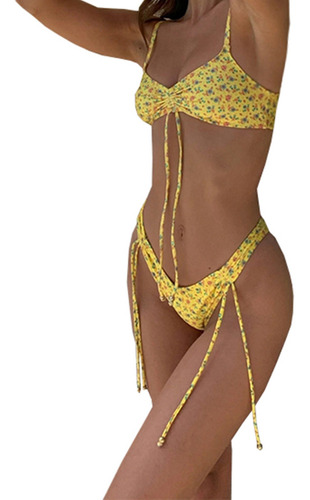 Bañador Mujer Impresión Bikini Push-up Pad Tie Up Swimw 6003 