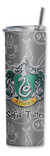 Termo Skinny Harry Portter Nombre Personalizado Slytherin Gris