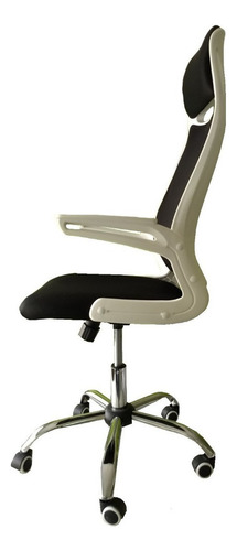Silla De Computacion Apoyacabezas Blanca Con Tapizado Negro Color Blanco