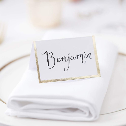 Pack De 10 Tarjetas Doradas Nombre Mesa De Boda