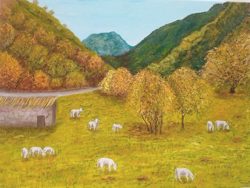 Cuadro Al Oleo Sobre Tela  80 X 60 - Paisaje Serrano. Frank