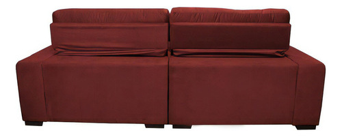 Sofá 2,52m Retrátil E Reclinável Cama Inbox Confort Vermelho