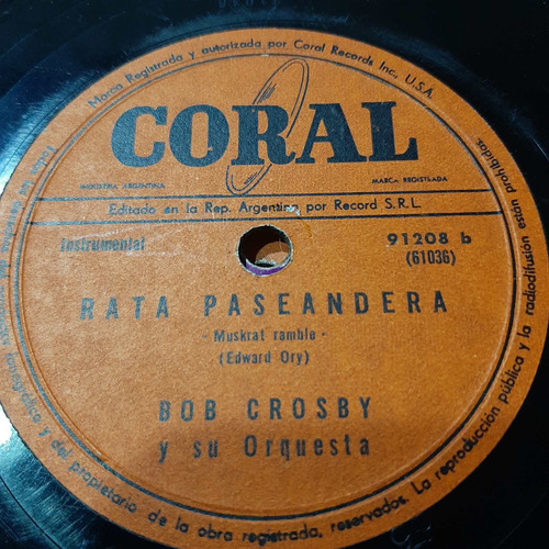 Pasta Bob Crosby Su Orq Sus Bob Cats Coro Coral C267