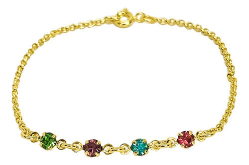 Pulsera Niña Circón Colores Enchapado Oro 18k