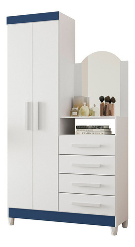Guarda-roupa Cômoda 2 Portas E 4 Gavetas Com Espelho Gf