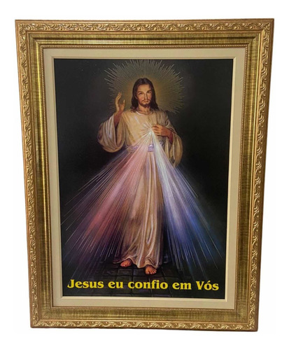 Quadro Jesus Misericordioso Resinado 66x76cm P/ Sala Cozinha