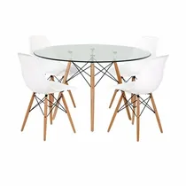 Comprar Juego de comedor Más que Sillas Más que Sillas Eames color blanco con 4 sillas mesa de 120cm de largo máximo x 120cm de ancho x 75cm de alto