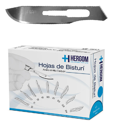 Hojas P/ Bisturí No. 20 Alto Carbón 100 Piezas Hergom