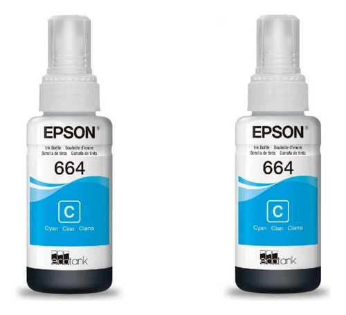 Tinta Epson T664 Cian X2 Originales - Vencidas