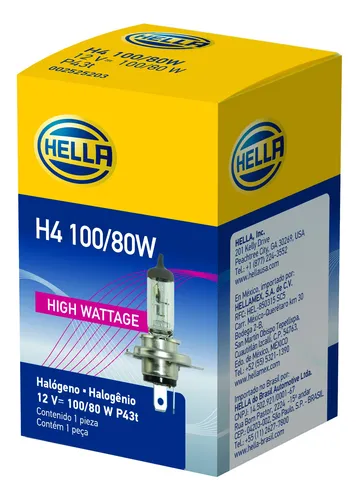 Bombilla Hella H4 De Alta Potencia De 100/80 W, 12 V