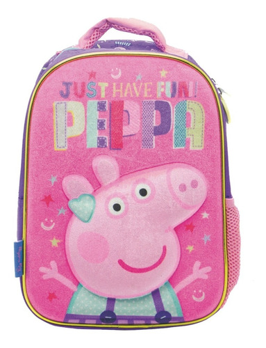 Mochila Espalda Jardin 12puLG Peppa Pig 3d Flor Mundo Manias