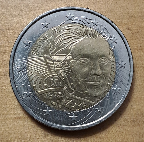 Francia Moneda 2 Euro Conmemorativa Simone Veil 2018. Usada