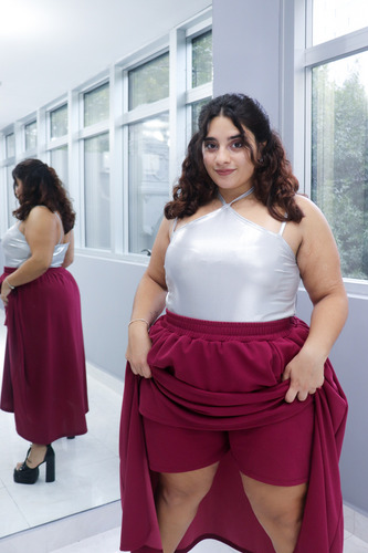 Short Pollera Mujer Ananá Plus Size Maxi Acampanada