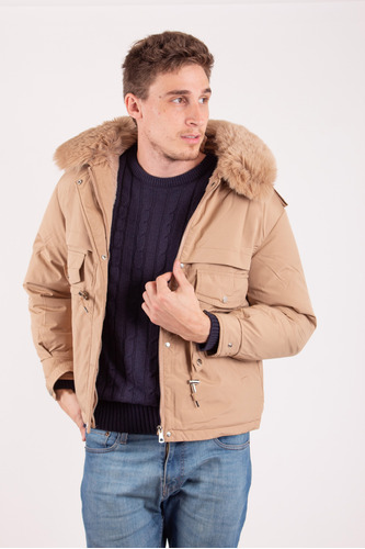 Parka Campera Hombre Gabardina Capucha Piel Abrigrado Invier