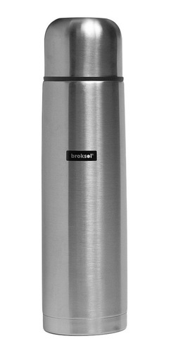 Termo Acero Inoxidable Broksol 1 Litro Tapon Cebador Mate Color Plateado