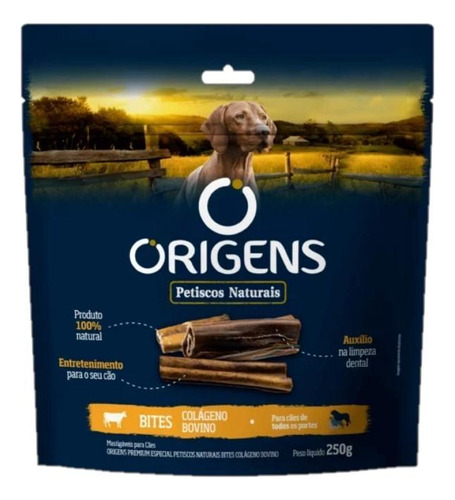 Origens Petisco Natural Cães Colágeno Bovino Bites - 250g