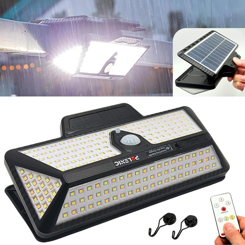 Luz Solar Con Clip De 208 Led, Impermeable Ip65, Sensor De M
