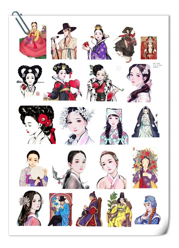 Set  Stickers Mujer Oriental Retro Exclusivos Scrapbook 