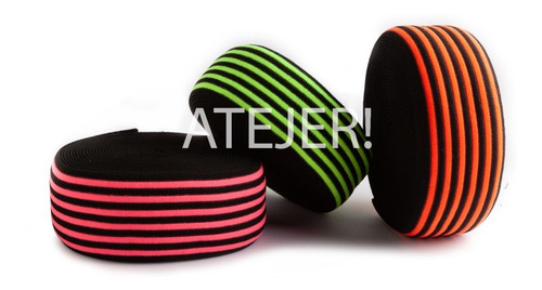 Imagen 3 de 5 de Elástico Rayado Fluo Fb I21 De 75mm X 10 Mts Ideal Cotillón