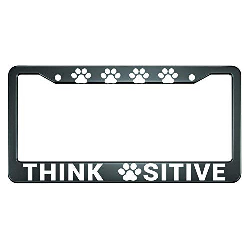 Think Paw Sitive License Plate Frame Paw Cat Dog Pet Pa...