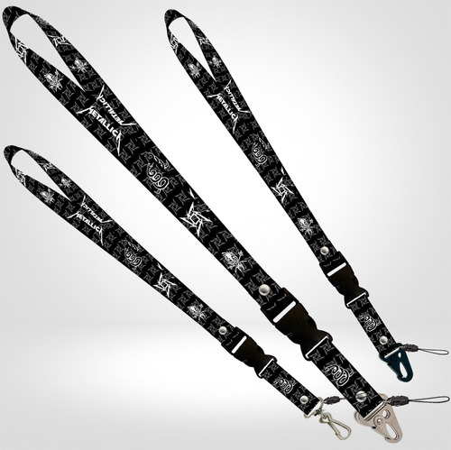 Lanyard, Cinta Porta Gafete Con Broche, Metallica Black