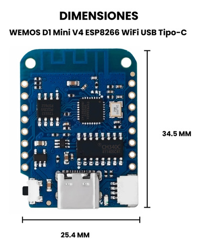 Wemos D1 Mini V4 Esp8266 Wifi Usb Tipo-c