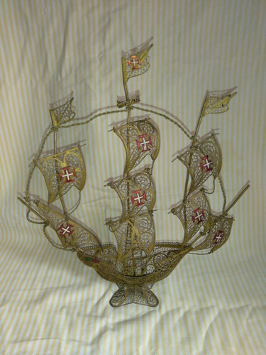 Barco Fragata Caravela Escultura Antiga Ferro De Portugal (Usado)