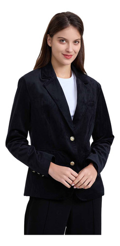 Blazer Mujer Terciopelo Con Solapa Negro Fashion's Park