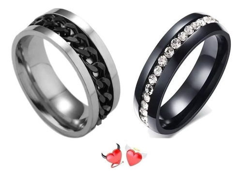 Anillos Para Parejas Novios Amantes Esposos Amor Color Negro