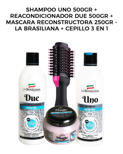 Shampoo +reacondicionador Due+mascara Reconstructor+cepillo 