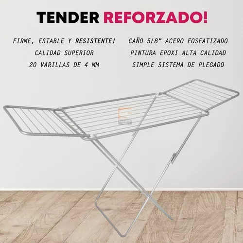 Tendedero Para Tender Ropa Caño Plegable Alas Reforzado