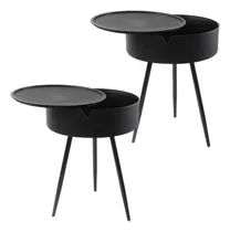Comprar 2 Buros Mesa Circular Lateral Auxiliar 1 Cajón Recamara Sala