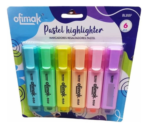 Resaltador Marcador Colores Pasteles Highlighter  Set De 6 