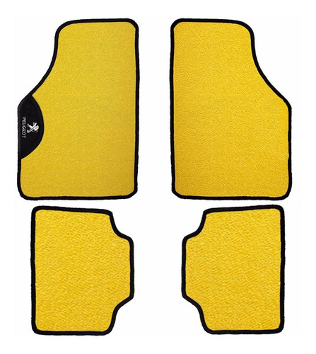 Jogo De Tapete Peugeot Amarelo Pvc Texturizado Logo Bordado
