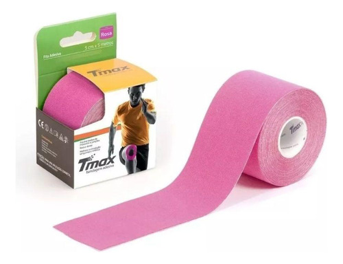 Kinesio Taping Bandagem Elastica Adesiva Rosa Tmax 5cm X 5m