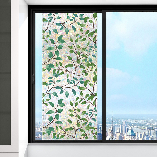 Lámina Adhesiva Estática Para Ventana Con Hojas Para