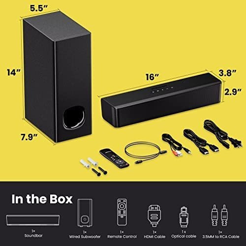 Barras De Sonido Compactas Pheanoo 2.1 Para Tv Con Subwoofer