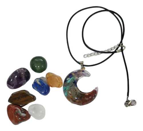 Conjunto Colgante Orgón + Piedras Naturales/variante Pulsera