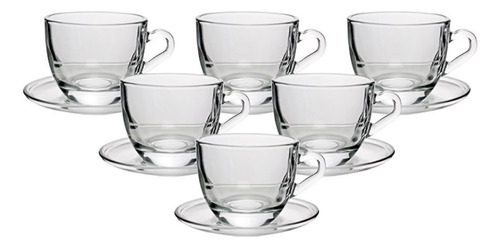 Set 6 Tazas Cafe Expreso Vidrio 120ml Con Asa Transparente