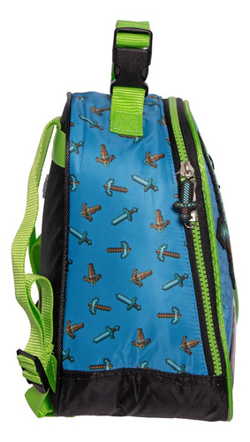 Kit Mochila Minecraft Lonchera Lap Original Ruz Kinder Azul Azul Azul