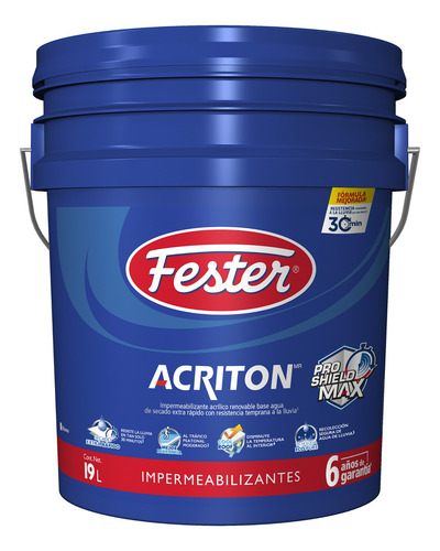 Fester Impermeabilizante Acrílico Acriton 6 Años Blanco 19l Blanco